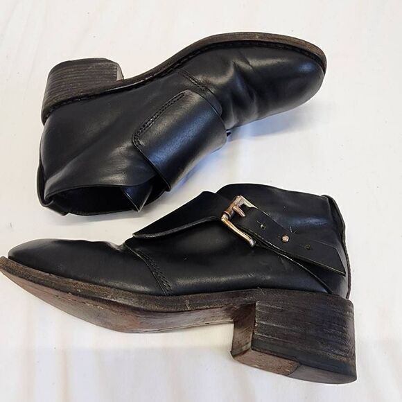 Rag & Bone Black Leather Ankle Booties Buckle Boots Womens Size 7 - Picture 8 of 11